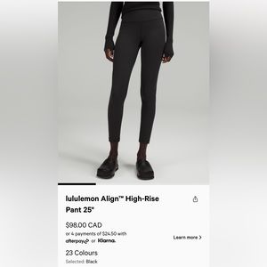 Lulu lemon align leggings 25”